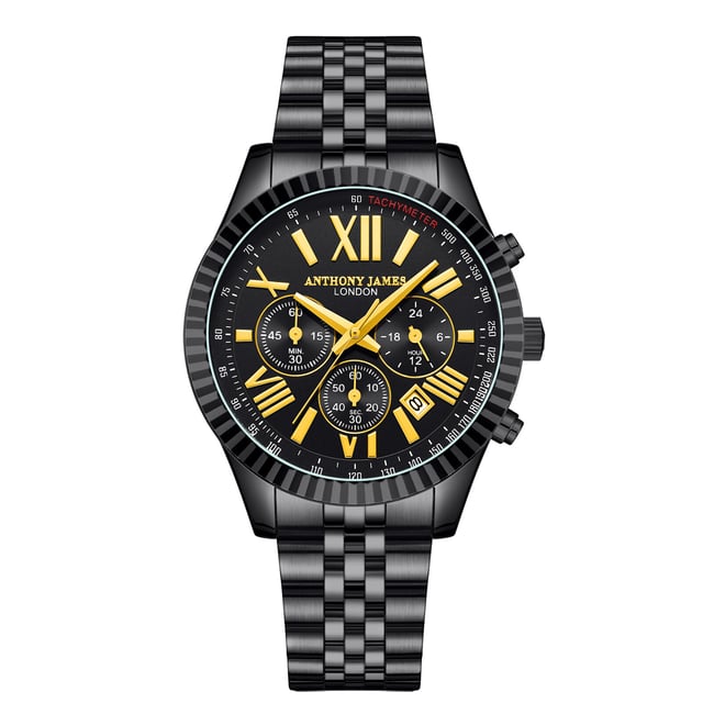 Hand Assembled Anthony James Limited Edition Chrono Sports Black