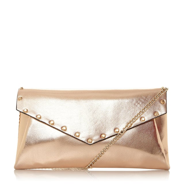 Refine your evening profile with the Benvela clutch from Dune London. Showcasing a simple envelope design with Dune branding to the front. It's complete with a sleek chain shoulder strap for versatile styling.