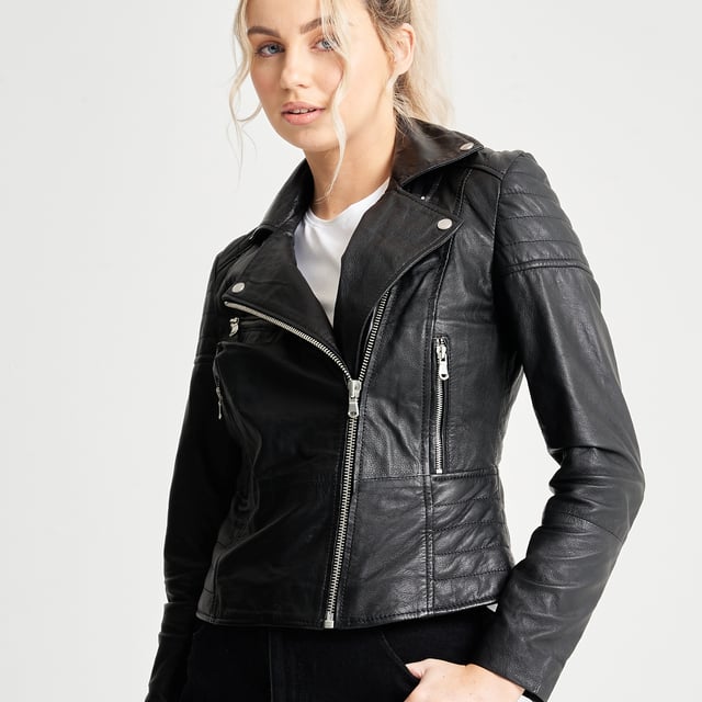 Barney's originals real best sale leather zipped biker