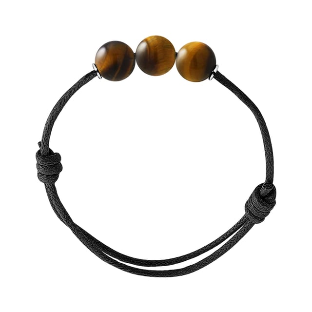 Bracelet Adjustable - TIGER EYE STONE - Sliding knot link Sleeves Silver Sterling 925 | HR® elasticated - High Resistance | Manufactured in our French Workshop | Delivered with our prestige box and a certificate of warranty & authenticity