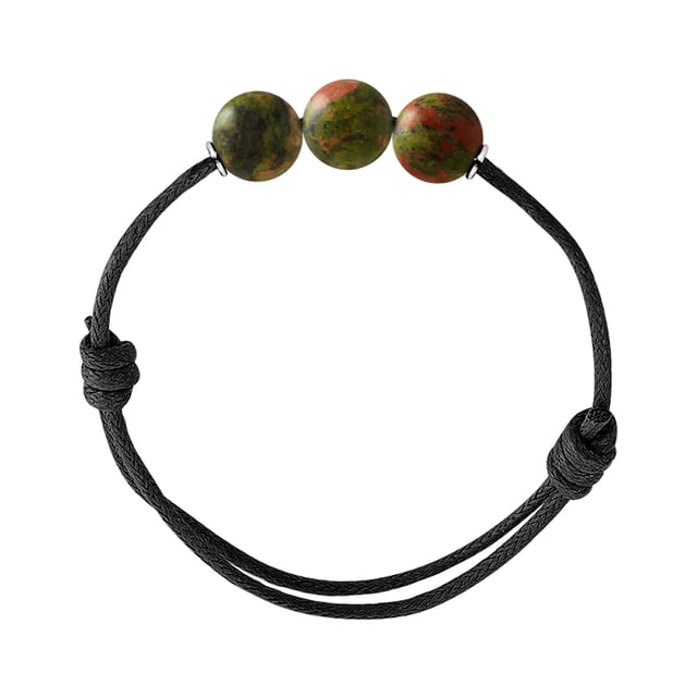Bracelet Adjustable - UNAKITE - Sliding knot link Sleeves Silver Sterling 925 | HR® elasticated - High Resistance | Manufactured in our French Workshop | Delivered with our prestige box and a certificate of warranty & authenticity