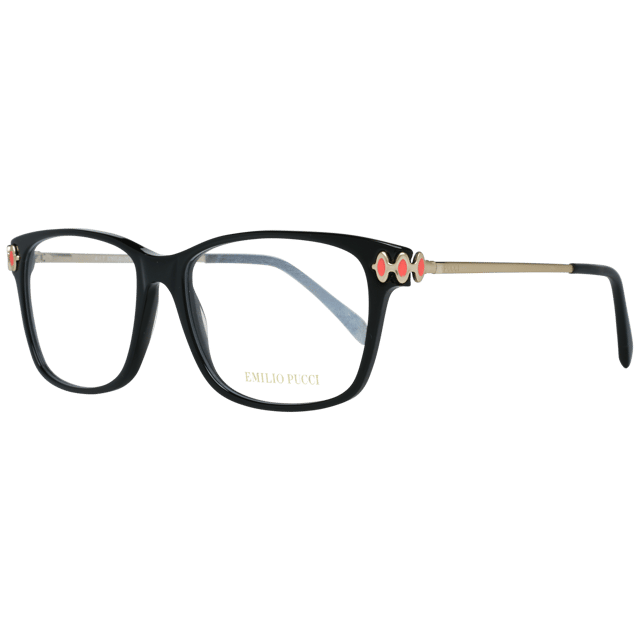 <table><tr><td>Gender</td><td>Women</td></tr><tr><td>Main color</td><td>Black</td></tr><tr><td>Frame color </td><td>Black</td></tr><tr><td>Frame material </td><td>Metal & Plastic</td></tr><tr><td>Lenses width</td><td>54mm</td></tr><tr><td>Lenses heigth</td><td>40mm</td></tr><tr><td>Bridge length</td><td>15mm</td></tr><tr><td>Frame width</td><td>140mm</td></tr><tr><td>Temple length</td><td>135mm</td></tr><tr><td>Spring hinge</td><td>No</td></tr><tr><td>Style</td><td>Full-Rim</td></tr><tr><td>Shipment includes</td><td>Case, Cleaning Towel</td></tr></table>