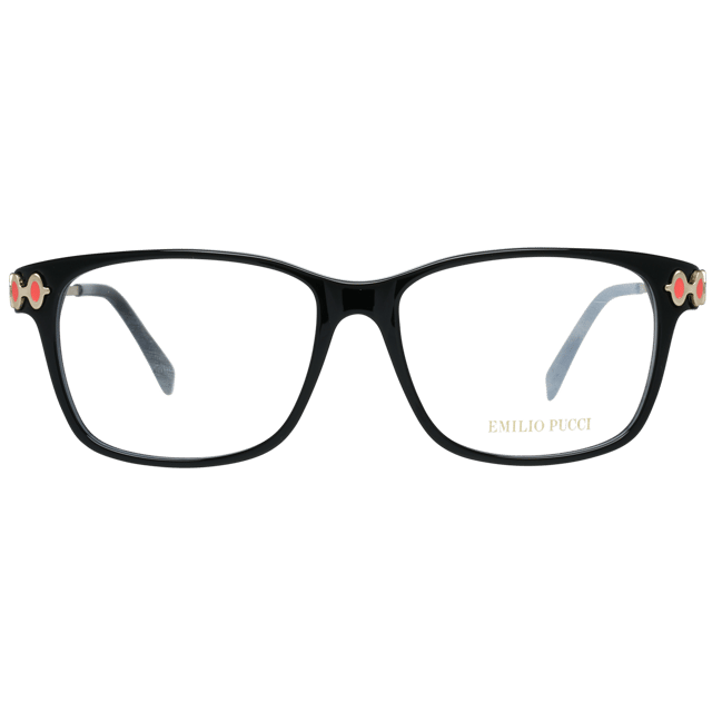 <table><tr><td>Gender</td><td>Women</td></tr><tr><td>Main color</td><td>Black</td></tr><tr><td>Frame color </td><td>Black</td></tr><tr><td>Frame material </td><td>Metal & Plastic</td></tr><tr><td>Lenses width</td><td>54mm</td></tr><tr><td>Lenses heigth</td><td>40mm</td></tr><tr><td>Bridge length</td><td>15mm</td></tr><tr><td>Frame width</td><td>140mm</td></tr><tr><td>Temple length</td><td>135mm</td></tr><tr><td>Spring hinge</td><td>No</td></tr><tr><td>Style</td><td>Full-Rim</td></tr><tr><td>Shipment includes</td><td>Case, Cleaning Towel</td></tr></table>