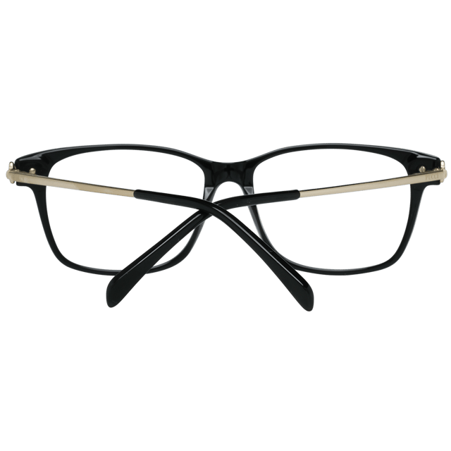 <table><tr><td>Gender</td><td>Women</td></tr><tr><td>Main color</td><td>Black</td></tr><tr><td>Frame color </td><td>Black</td></tr><tr><td>Frame material </td><td>Metal & Plastic</td></tr><tr><td>Lenses width</td><td>54mm</td></tr><tr><td>Lenses heigth</td><td>40mm</td></tr><tr><td>Bridge length</td><td>15mm</td></tr><tr><td>Frame width</td><td>140mm</td></tr><tr><td>Temple length</td><td>135mm</td></tr><tr><td>Spring hinge</td><td>No</td></tr><tr><td>Style</td><td>Full-Rim</td></tr><tr><td>Shipment includes</td><td>Case, Cleaning Towel</td></tr></table>