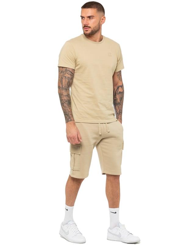 Enzo Mens T-Shirt Tracksuit Set With Shorts. Crew Neck Short Sleeve T-Shirt. Soft, Comfortable, Regular Fit Top. Features EZ Logo Printed On Chest. Paired With Enzo Cargo Shorts. Elasticated Waistband With Adjustable Drawstring. Features 2 Side Pockets and 2 Cargo Pockets.