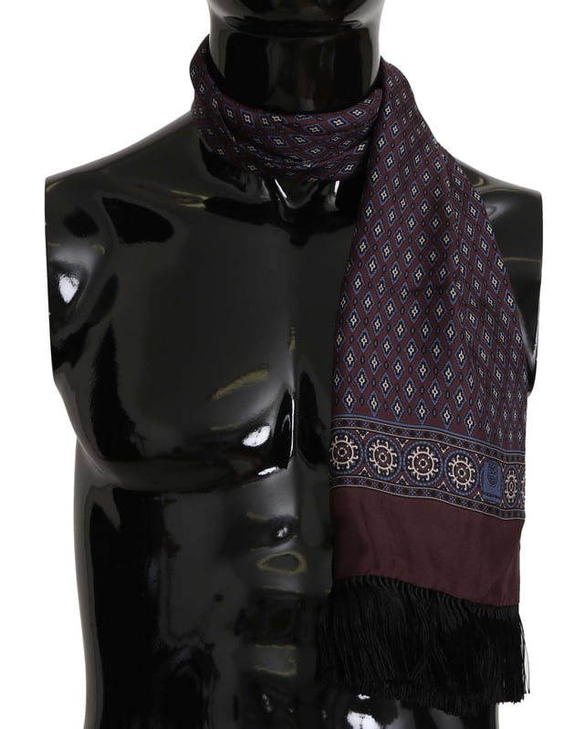 Dolce & Gabbana Black Patterned Fringes Men Foulard Scarf main image 0