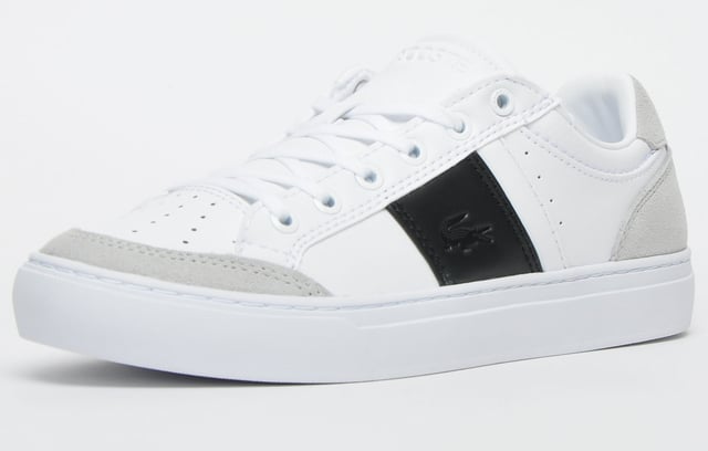 Lacoste Courtline 319 1 Entrena de cuero de gamuza blanca de cordón 38CMA0074 147