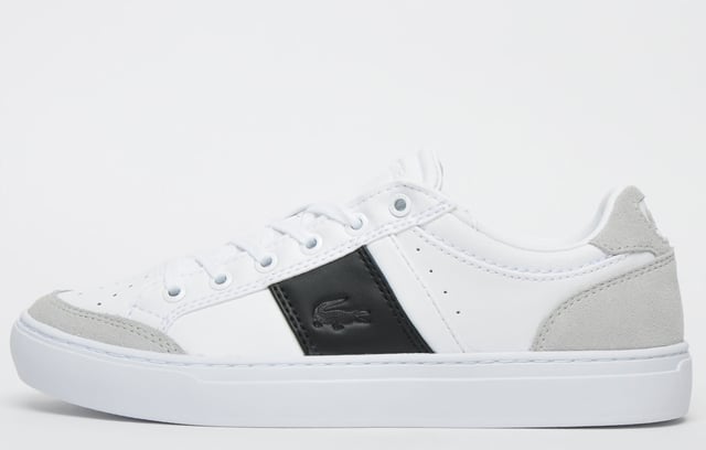 Lacoste Courtline 319 1 Entrena de cuero de gamuza blanca de cordón 38CMA0074 147