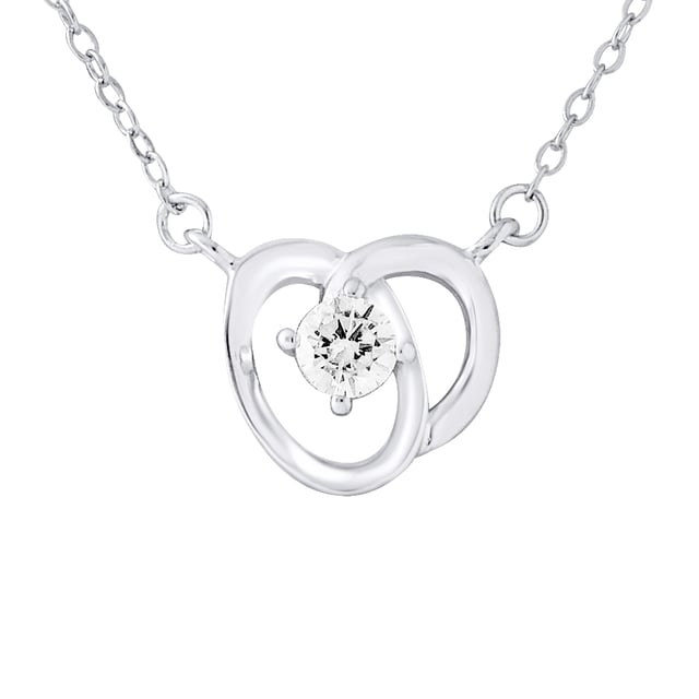 Necklace Flower Shaped 2 Petals with Zirconium Oxides  - Chain Mesh Convict - Silver Sterling 925/1000  - Our jewelry is made in France and will be delivered in a gift box accompanied by a Certificate of Authenticity and International Warranty