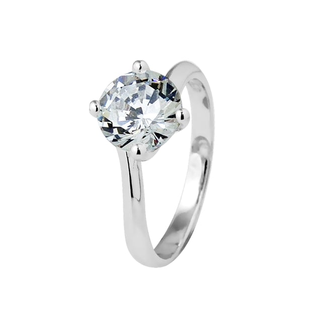Solitärring med 4 klor av vit zirkoniumoxid - 925 sterling silver rhodiumpläterad - Justerbar från storlek 48 till storlek 64 - Fransk storlek - Våra smycken tillverkas i Frankrike och levereras i en presentask tillsammans med ett äkthetsintyg och en internationell garanti