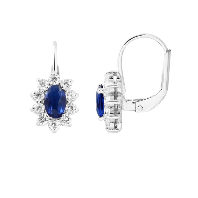 Pendientes - zafiro de síntesis - óxidos de circonio - Silver 925 milésimas Rhodium - Sistema de sueño - Garantía 2 años contra cualquier defecto de fabricación - Toda nuestra evidencia de joyas de amor se entrega en una caja con un certificado de autenticidad y una garantía internacional.