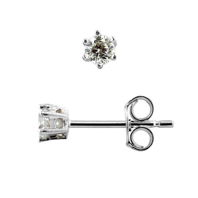 Earrings Solitaires 4 mm Zyrconium Oxygen Set 6 Claws - Strollers System Silver 925 Rhodium Plated - Our jewellery is made in France and will be delivered in a gift box accompanied by a Certificate of Authenticity and International Warranty