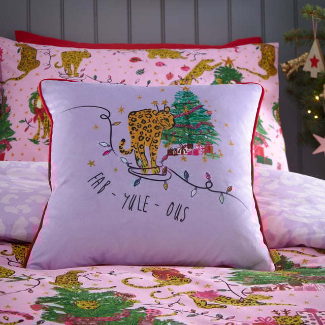 Bring some playful festive cheer to your bedroom this holiday season, with the Purrfect Christmas Duvet Cover Set. Featuring Leopards getting into mischief wrapped in tinsel, and opening presents under the tree. This bold print is complete with a tonal leopard print reverse, giving you two looks in one!