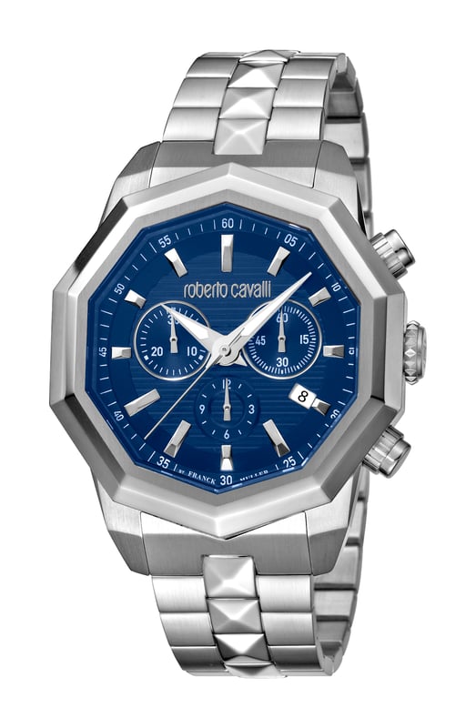 Roberto Cavalli Men's Dark blue Dial Stainless Steel Watch
