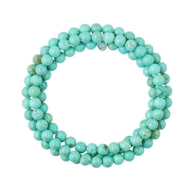 Bracelet Triple Row - TURQUOISE- Sterling Silver 925 Thousandths Ferrules | HR® elasticated - High Resistance | Manufactured in our French Workshop | Delivered with our prestige box and a certificate of warranty & authenticity 