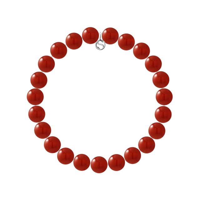 Bracelet RED CORNALINE- Sterling Silver 925 Thousandths Ferrules | HR® elasticated - High Resistance | Manufactured in our French Workshop | Delivered with our prestige box and a certificate of warranty & authenticity 