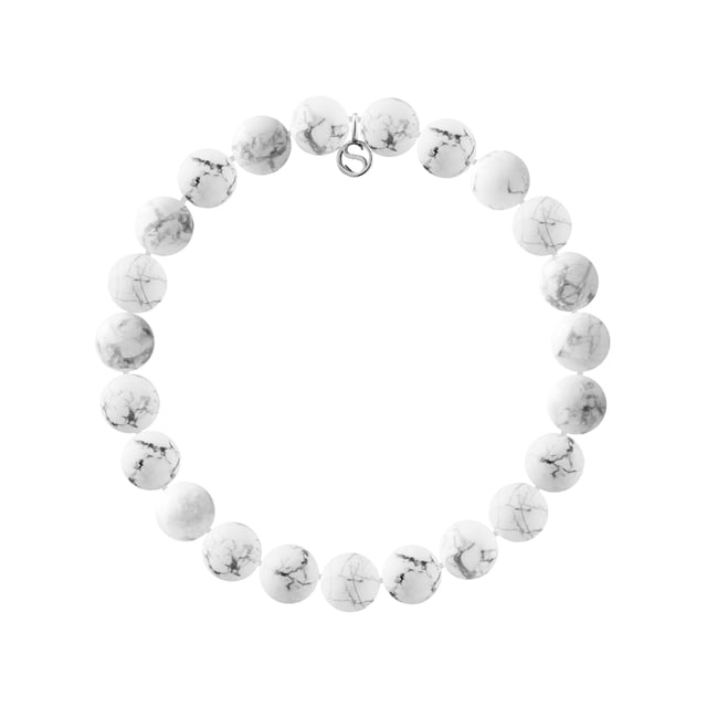 Bracelet Natural White Howlite stone- Sterling Silver 925 Thousandths Ferrules | HR® elasticated - High Resistance | Manufactured in our French Workshop | Delivered with our prestige box and a certificate of warranty & authenticity 