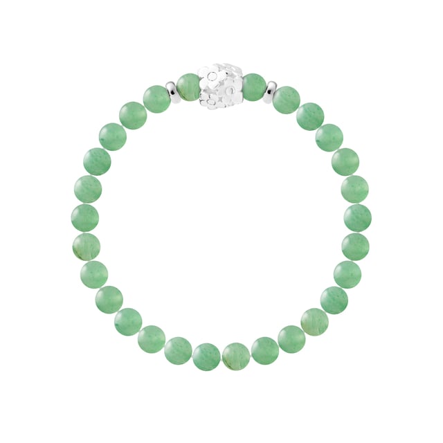 Bracelet Pure Gem | AVENTURINE | Ferrules "FLOWER POWER" "S" Sterling Silver 925 Thousandths | HR® elasticated - High Resistance | Manufactured in our French Workshop | Delivered with our prestige box and a certificate of warranty & authenticity