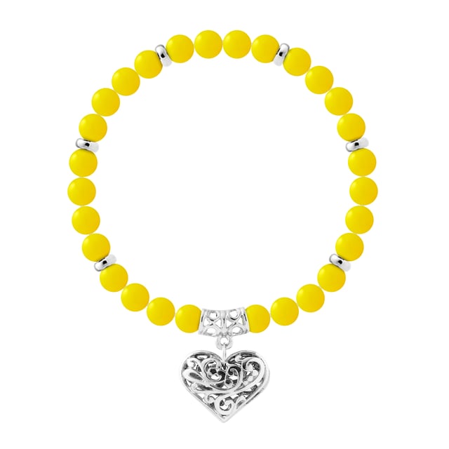 Bracelet Pure Gem | AGATE JAUNE | Ferrules " MY HEART" Sterling Silver 925 Thousandths | HR® elasticated - High Resistance | Manufactured in our French Workshop | Delivered with our prestige box and a certificate of warranty & authenticity