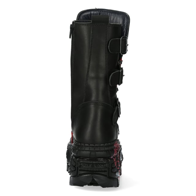 The Iconic Boot WALL028B-C1 is from the ever so popular Wall collection, Constructed from the finest hide leather combined with a durable rubber sole. These boots feature Lace-up fastening, cushioned insole, leather lining and embodies the quality, style and comfort that you have come to expect from New Rock Boots. These stylish unisex boots have a 10 cm gum rubber heel to give you a towering presence that is sure to turn heads. The fit is superb, sleek and sexy as pictured. Why not buy some thing unique, versatile, stylish and different.  Heel Height - 10cm Platform Height - 8cm Shaft Height - 22cm Calf Width - 36cm