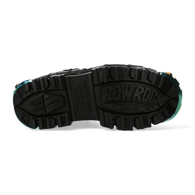La icónica bota WALL106-S23 pertenece a la popular colección Wall. Está confeccionada con el mejor cuero de vaca combinado con una suela de goma duradera. Estas botas cuentan con cierre de cordones, plantilla acolchada, forro de cuero y encarnan la calidad, el estilo y la comodidad que esperas de New Rock Boots. Estas elegantes botas unisex tienen un tacón de goma de 10 cm para darte una presencia imponente que seguro llamará la atención. El ajuste es excelente, elegante y sexy como se muestra en la imagen. ¿Por qué no comprar algo único, versátil, elegante y diferente? Altura del tacón: 10 cm Altura de la plataforma: 8 cm Altura de la caña: 9 cm Material de la suela: caucho natural Material exterior: piel de vacuno