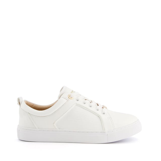 Ladies wide fit sale white leather trainers