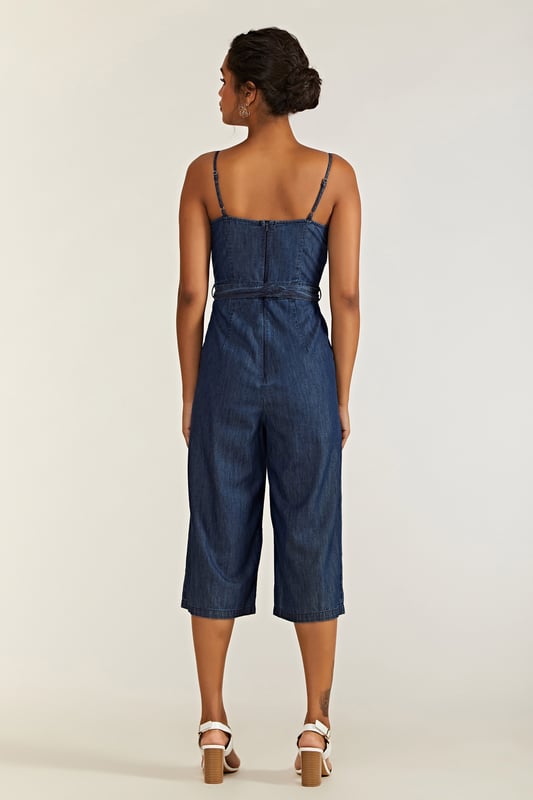 Button detail self shop tie jumpsuit