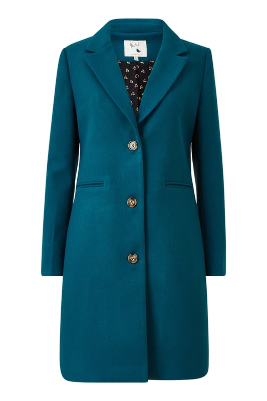 Yumi Teal Crombie Coat With Heart Lining