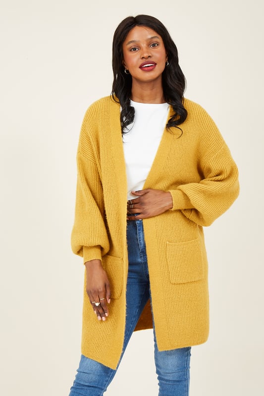 Longline yellow cardigan top