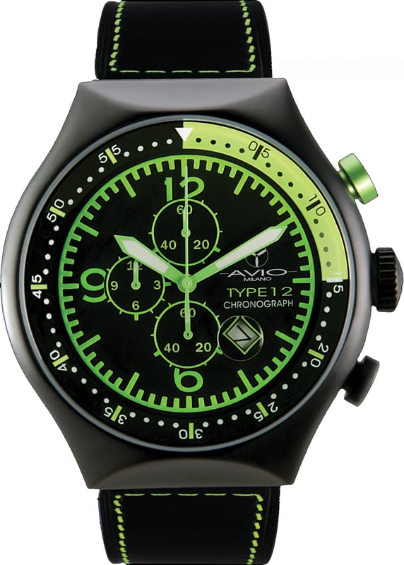 Avio milano: reloj negro para hombre de 50 mm