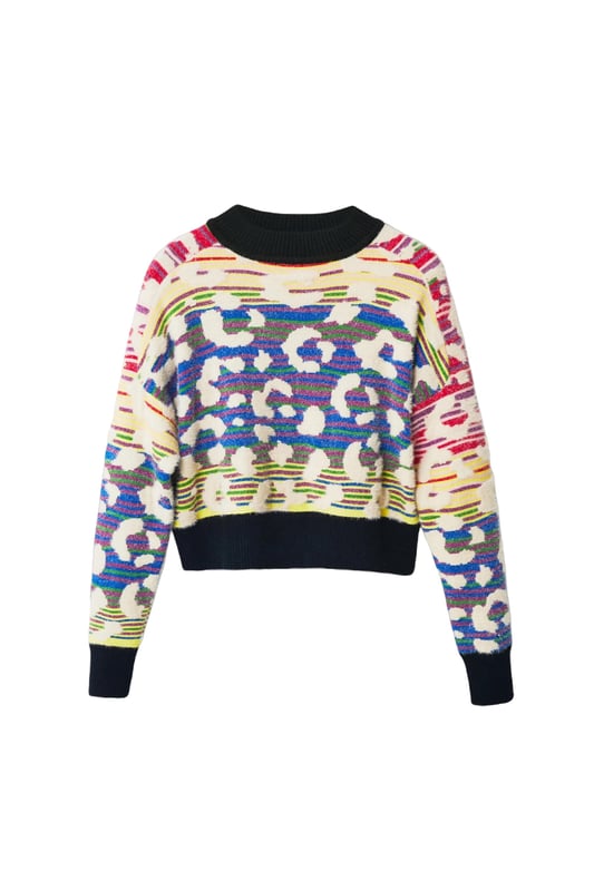 Marca: Desigual   Género: Mujeres   Tipo: Punto   Color: Multicolor   Patrón: Colorido   Escote: Cuello Redondo   Mangas: Manga Larga   Temporada: Otoño/invierno