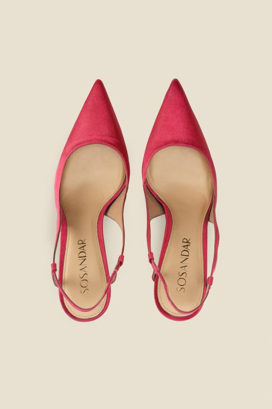 REASONS TO BUY:

Hot pink is having a moment
Luxe satin fabric
Elasticated slingback strap
Classic pointed toe
Sexy stiletto heel
With jeans and a nice top or a glam going-out dress