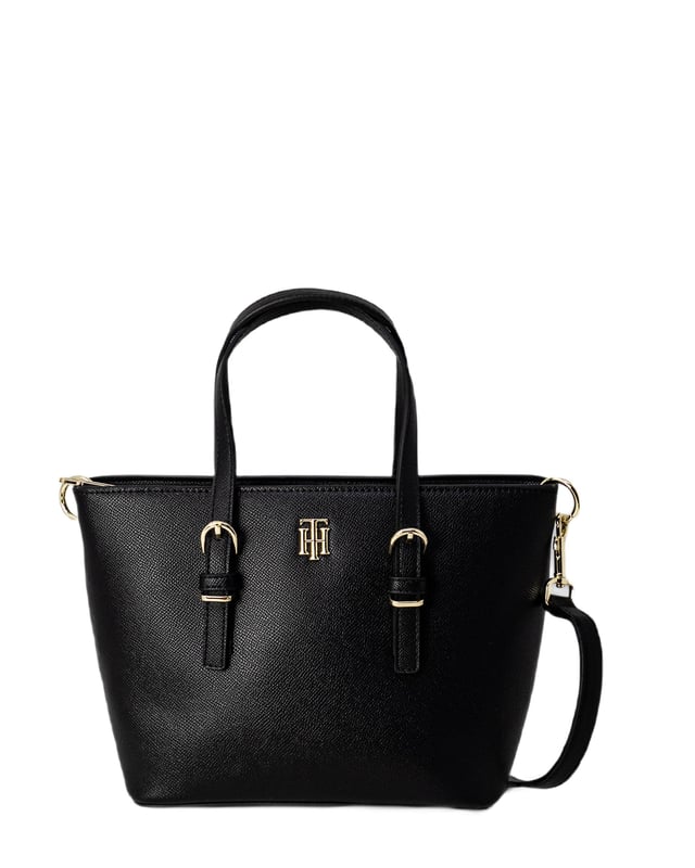 Brand: Tommy Hilfiger Jeans Gender: Women Type: Bags Season: Spring/Summer  PRODUCT DETAIL &bull; Color: black &bull; Fastening: with zip &bull; Size (cm): 19x28x11 &bull; Details: -handbag -with shoulder strap   COMPOSITION AND MATERIAL &bull; Composition: -100%  polyurethane