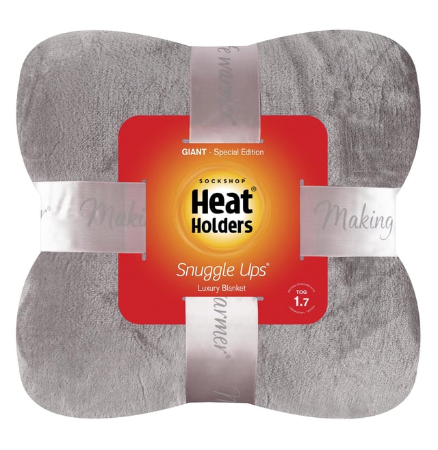 If you're looking for a luxurious blanket that's made to keep you warm, look no further. Our Heat Holders Luxury Giant Fleece Blanket is soft, fluffy, and incredibly efficient at retaining heat. Our new Giant version of the Heat Holders Thermal Blanket is made of a luxuriously soft fur-like fleece we call Heatweaver, that has been developed with the main intention of being efficient at retaining heat, which is why it has an official tog rating of 1.7 TOG. This giant version of the Heat Holders Blanket measures at 270cm X 240cm so it’s ideal for you to wrap up with your partner and unwind on those cosy lounge-around days! So, with heating costs rising, don’t get cold - get a Heat Holders Thermal Blanket! And not only does this blanket feel amazing as soon as you put it on, it will stay that way for years to come due to its machine washability, so there’s no need to worry about stains or odours ruining its softness. These blankets are made from 100% Polyester and are available in 4 classic colours: Antique Silver, Cranberry, Moon Rock & WInter Fawn. They measure at 270cm X 240cm and are Machine Washable.