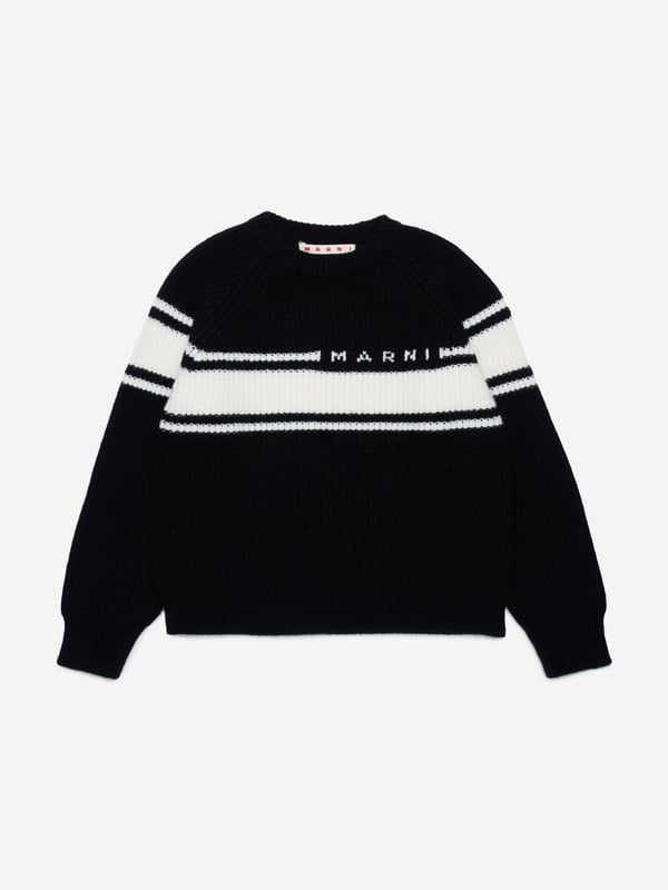 Discover the Marni Kids Striped Jumper in Black for AW2024, a chic essential for both boys and girls. Crafted with precision, it's an ideal addition to any discerning young wardrobe. Key features include: **Luxurious Craftsmanship**: Expertly made using premium materials for durability comfort. **Versatile Style**: Classic black hue with striking stripes ensures easy pairing with any outfit. **Designer Appeal**: A touch of luxury from the revered Marni brand.Elevate your child's style this season with this exquisite piece!