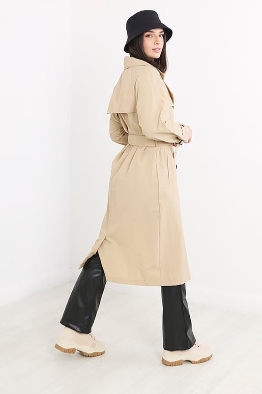 Light Tan Danika Belted Longline Trench Coat