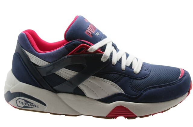Puma R698 Basic Sport Womens Lace Up Trainers Navy Blue White