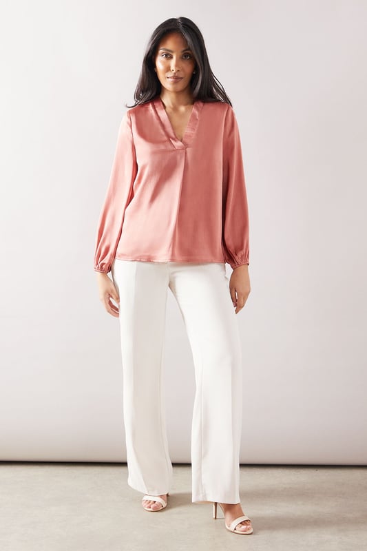 Petite Crinkle Satin Overhead Shirt