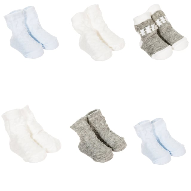 Pack of 6 Le Petit Garçon socks.
 - Striped print.
 - Star Print.
 Made for babies 0-6 months.
 Anti-pressure cuffs.
 Composition: 73% Cotton, 18% Polyester, 7% Nylon, 2% Elastane
 Care:
- Wash maximum at 40ºC.
 - Do not iron.
 - It is not allowed to use a dryer.
 - Do not use bleach.
 - Does not support dry cleaning.