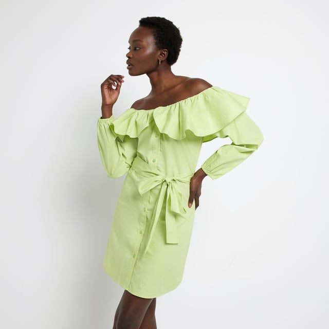 River island yellow bardot dress store
