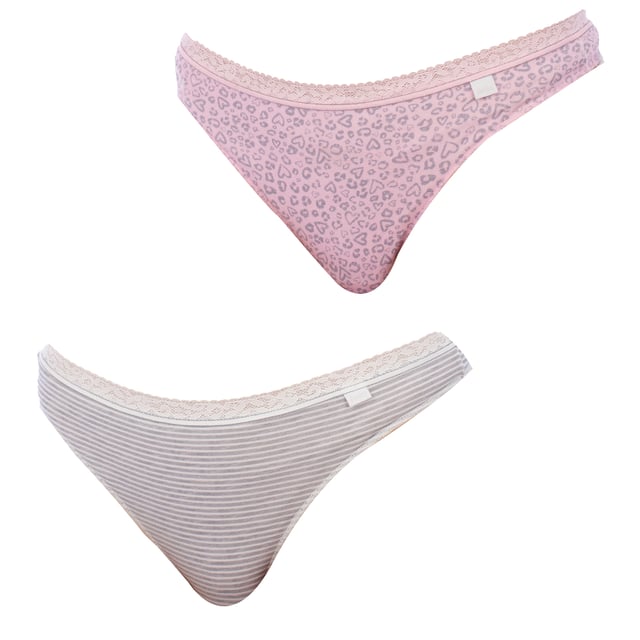 Pack de tangas para mujer confeccionadas en suave algodón, ideales para ofrecer comodidad y transpirabilidad durante todo el día.

Detalles:

- Acabado con blonda elástica en la cintura para un ajuste cómodo y femenino.
- Confección en algodón que garantiza suavidad y frescura.
- Disponibles en estampados variados, aportando estilo y versatilidad.

Perfectas para el uso diario, estas tangas combinan confort y elegancia de manera excepcional.
 Composición: 95% Algodón, 5% Elastano
 Cuidados:
- Lavar a mano o en ciclo delicado.
- Utilizar detergente suave.
- No usar lejía.
- Secar al aire.
- No planchar.