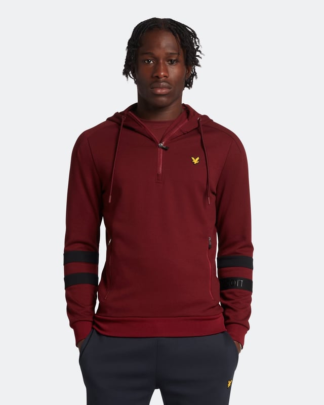 Lyle Scott Sports Sleeve Stripe Hoodie in Red