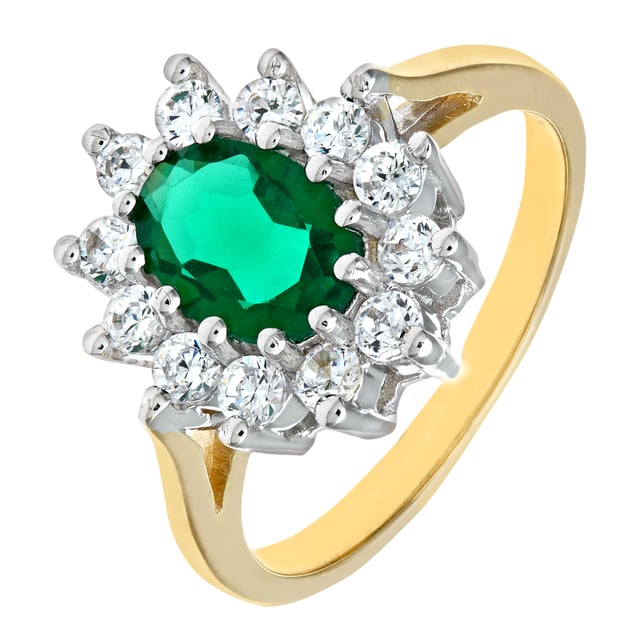 Ring met grote ovale gekleurde steen - De Goud Winkel