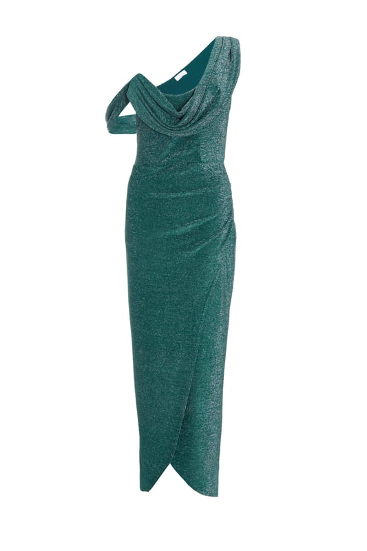 navy blue dress for baby girl Quiz Chiffon/Scuba Crepe Asymmetric Cowl Neck Maxi Dress In Green - 30% Off main image 0