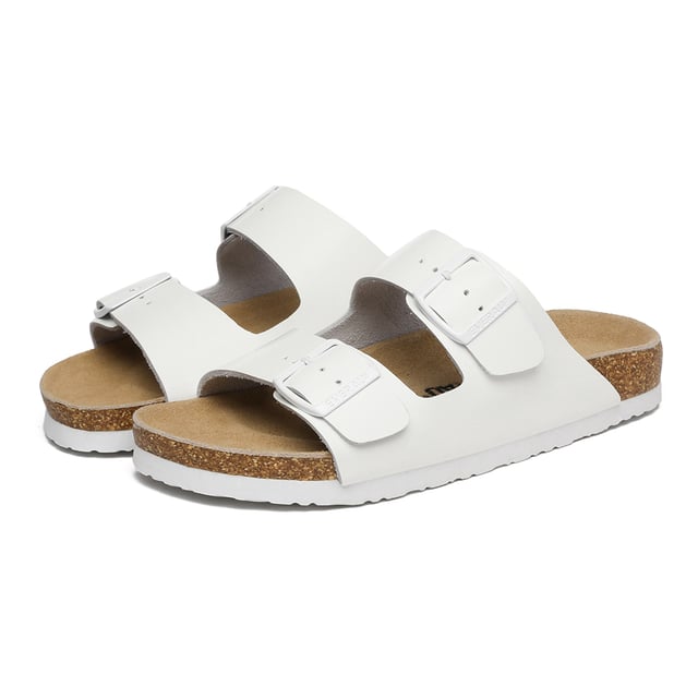 Toss your beach bag over your shoulder and slide into our Mallard Slides for all-day comfort. With their double straps, your feet will stay happy from sunrise to sunset. Plus, these shoes come packed with extra comfort and safety features, including adjustable buckle straps, a cushioned cork sole, and a waffle-like pattern for enhanced grip on wet surfaces.

Product No. EAU5001

Description: - Leather Upper - Cowhide Midsole - EVA Sole