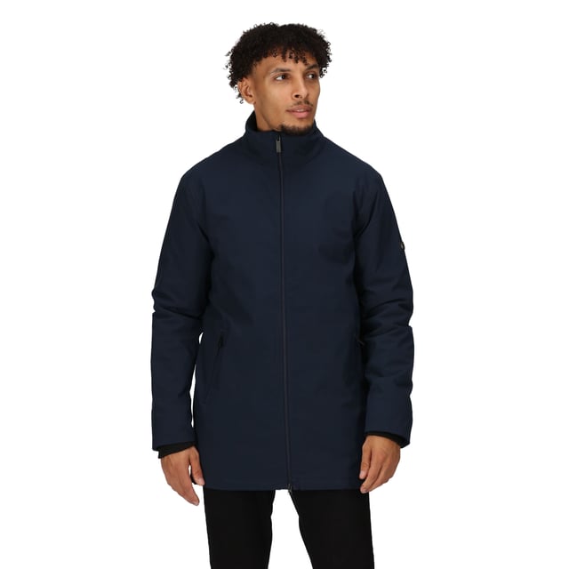 Fabric:100% Polyester. Lining: Quilted. Design: Plain. Fabric Technology: Breathable, Insulating, Isotex, Thermo-Guard, Waterproof. Sleeve-Type: Long-Sleeved. Cuff: Ribbed, Storm Cuff. Neckline: Standing Collar. Hood Features: Hidden Hood. Length: Long. Pockets: 2 Lower Pockets, Zip. Fastening: Full Zip. Sustainability: Made from Recycled Materials.