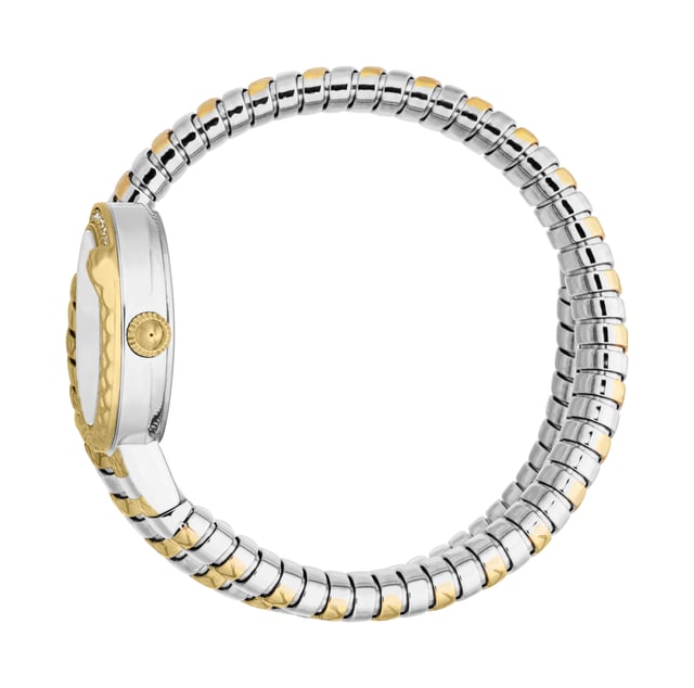 Maak de wijzerplaat schoon met een katoenen doek  
Twee tinten Zilver & Goud  
2 jaar garantie tegen fabricagefouten  
Bandbreedte: 10 mm  
Wijzerplaat hoogte: 32 mm  
Multi  
Verpakking bevat: 1 horloge  
Wijzerplaat breedte: 22 mm  
JC1L301M0065