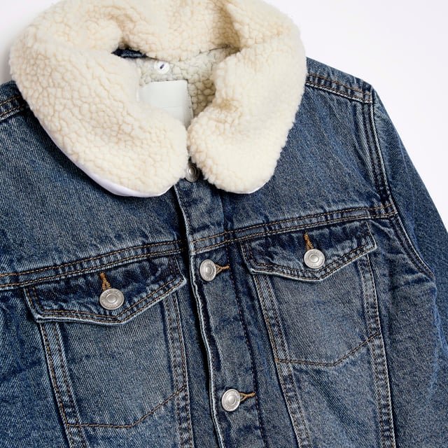 Boys borg collar denim jacket top