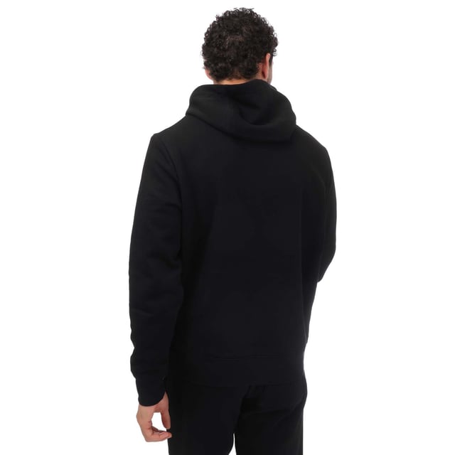 Mens DKNY Printed Logo Blackwater Hoodie in black.- Adjustable drawstring hood.- Kangaroo pocket.- Ribbed cuffs and hem.- Loose fit.- 72% Cotton  28% Polyester.- Ref: DKS0122BLK