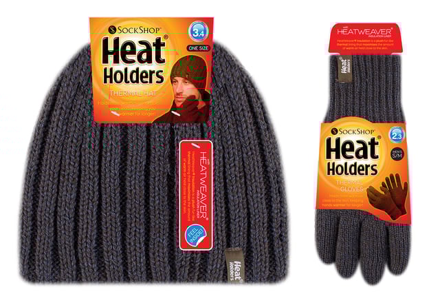 When it gets cold, you need the ultimate set of thermal gear to make sure you’re as warm as possible! Heat Holders is your solution with our mens thermal insulated hat and glove set. Fully faux fur / fleece insulated lined winter hat with superior thermal qualities, keeping your head warm throughout. The ribbed design makes for an extra comfortable fit. These Heat Holders thermal gloves are designed to keep warm air close to the skin, keeping your hands warmer for longer. With a special Heat Holders yarn and Heatweaver plush like lining these gloves prove to have superior moisture breathing abilities whilst insulating your hands and keeping them toasty and warm. Heat Holders Yarn – Specially developed thermal yarn provides high performance insulation against cold. It also has superior moisture breathing abilities. Heat Weaving Lining – Heat Weaver insulation is a plush fur-like thermal lining that maximises the amount of warm air held close to the skin. About Tog Ratings – The tog rating is a measurement for the thermal ability of a garment, approved by British Standard. Cable Construction – Our stretchable rib construction contours around the natural shape of your head, hands and neck for improved fit, warmth and comfort.